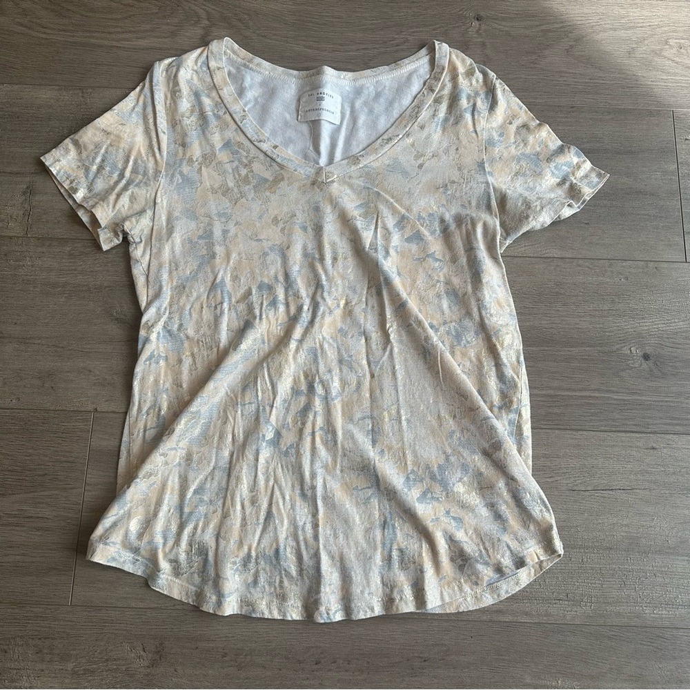 Sol Angeles x Anthropologie foiled floral v-neck t-shirt - size small